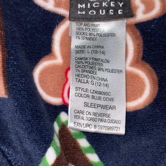 Disney Holiday Gingerbread Mickey & Minnie Mouse long sleeve pajama set large - Picture 7 of 8